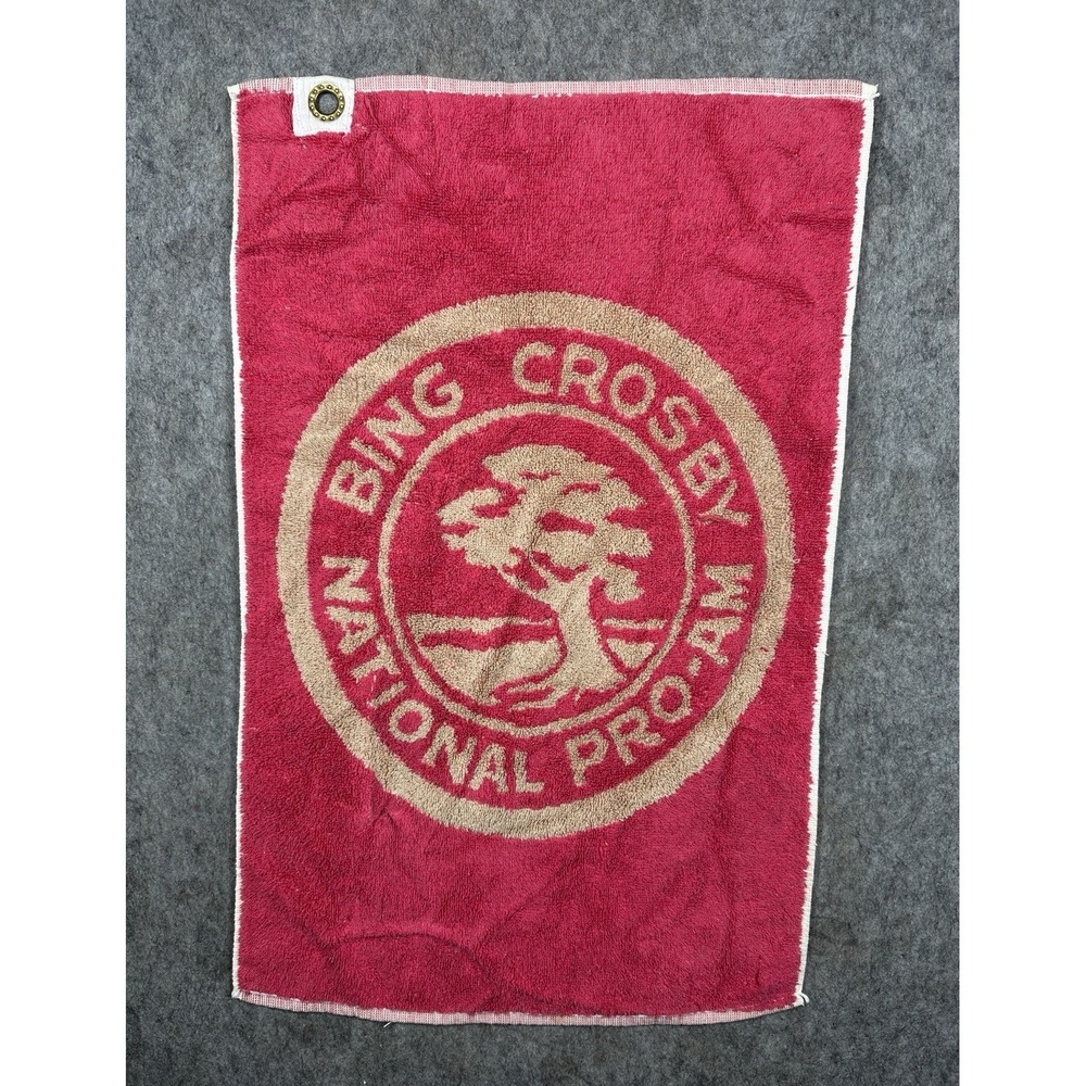 Vintage Bing Crosby National Pro-Am Golf Bag Towel Martex USA 21x16 Pebble Beach